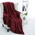 thumbnail image 5 of PiccoCasa Fleece Plush Throw Blanket, 51" x 59", Burgundy, 5 of 6
