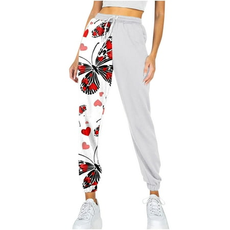 

Dadaria Sweatpants Women Baggy Y2k Sports Slim Fit High Waist Loose Wide Leg Lace Up Pants Red XL Female