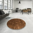 thumbnail image 4 of Ahgly Company Machine Washable Indoor Round Abstract Red Fox Red Area Rugs, 4' Round, 4 of 7