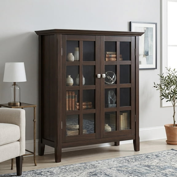 Acadian 39 inch Wide Solid Wood Transitional Storage Cabinet in Brunette Brown