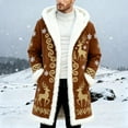 thumbnail image 2 of Men's Christmas Winter Front Print Edge Cardigan Back Cape Knitwear With No Fasteners Brown XL, 2 of 4