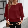 thumbnail image 6 of Lmueinov Banded Bottom Tops for Women Smocked Tops Elastic Cinched Waist Top Dressy Blouse Long Sleeve Casual Outfits Clothes, 6 of 6
