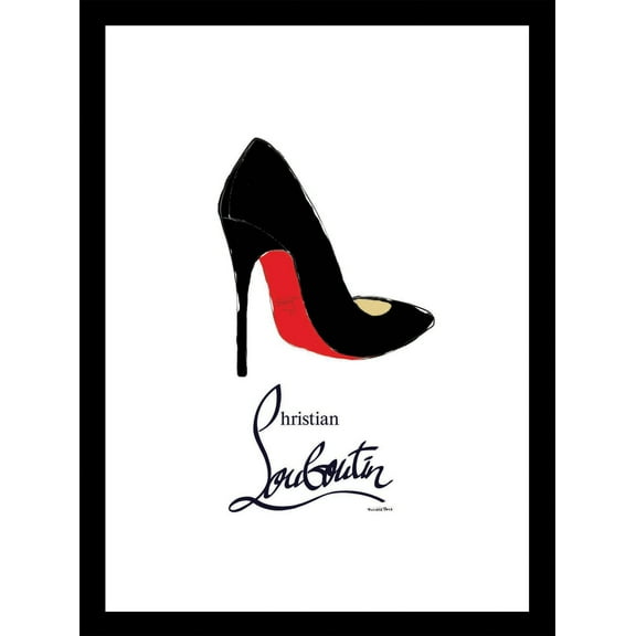 Venice Beach Collection's Glam Black & Red Classy Pump Heel 14x18 Framed Print