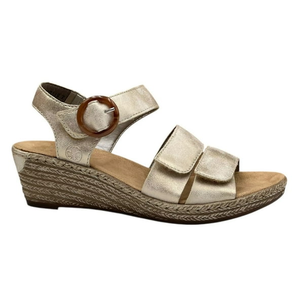 Rieker Fanni 87 Women’s Slingback Wedge Sandals Size 7 Beige Adjustable Comfort