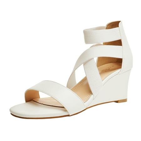 

DREAM PAIRS Women s Summer Open Toe Wedge Sandals Ankle Strap Platform Sandals INNIS-1 WHITE Size 8.5