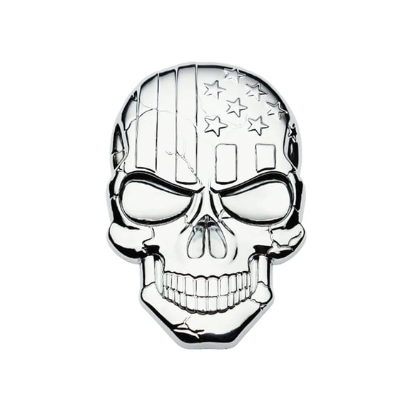 Ysmzzmsy 1PCS 3D Skull American Flag Car Decal, Metal Look Sticker, 1.7 x 2.68 inches, Black