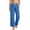 #02 Blue 【Mix & Match: Stock Up on Your Favorite Colors】, variant on Women's Soft Fabric Wide Leg Pants, Elastic Waist Drawstring Casual Trousers with Pockets, Body Shaping Pull On Summer Pants, for Beach Daily Vacation, Polyester Casual | TruHer,Black M