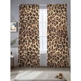 thumbnail image 2 of Leopard Printed Sheer Curtains 84 Inch Length 2 Panels Set Window Treatments, Modern Animals Textured Brown Rod Pocket Semi Curtains for Living Room/Bedroom/Kitchen Décor, 104"W x 84"L, 2 of 7
