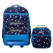 J World Boys And Girls Duo 18 Rolling Backpack With Lunch Bag For School And Travel, Spaceship