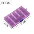 thumbnail image 2 of Caja de plástico para joyas, paquete de 3, organizador de almacenamiento con divisores ajustables, contenedor de compartimentos de plástico para abalorios, bisutería y artículos de artesanía, 2 of 5
