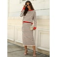 thumbnail image 2 of CAILDANL 2 Piece Skirts Sets For Women Fall Fashion 2025 Striped Sweater Midi Dress Knit Lounge Travel Outfits Winter Clothes, 2 of 2