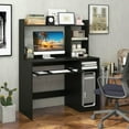 thumbnail image 4 of Spaco Home Office Computer Desk with Bookcase Keyboard Tray and CPU Stand-Black, Office Desk, Gaming Computer Desks for Study,Working,Writing, 4 of 10