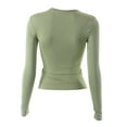 thumbnail image 5 of WTXUE Crewneck Sweatshirt Tube Tops Long Sleeve Shirts Basic Solid Tight Slim Fit Cropped Shirt Workout Yoga Pullover Breathable Shirts Tops for Teens Slimming Tops Green S, 5 of 5