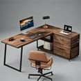 thumbnail image 4 of L-Shaped Desk with 3 Drawers & 2-Tier Shelves - 53"W×39.37"D×29.53"H, Reversible Workstation, 250lb Capacity - for Home Office & Gaming, 4 of 8