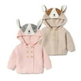 thumbnail image 4 of Godderr Cute Baby Girl Button Hooded Cardigan Knitted Long-Sleeved Soft Kid Sweater Jacket for 6M-2T, 4 of 5