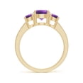 thumbnail image 2 of ANGARA Natural Three Stone Round 1.15 ct Amethyst Ring with Diamond Accents in 14K Yellow Gold for Women (Size-7mm) | February Birthstone, Anniversary, Jewelry Gift for Women | Natural Amethyst Ring, 2 of 9