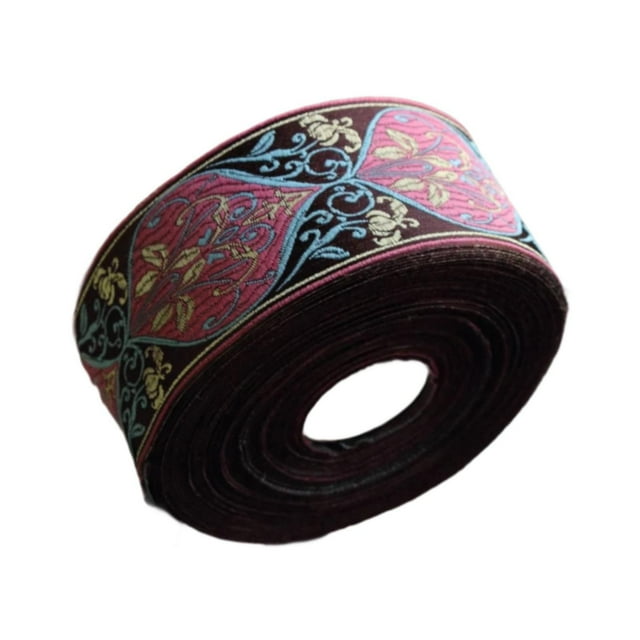 veasfak Jacquard Ribbon Retro Embroidered Ribbon for DIY Pillowcase Shirt Decoration 6cm width x 5m