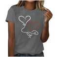 thumbnail image 2 of Sakmal Short Sleeve Womens Tops&nbsp; Under $5 Gray Crew Neck Love Heart T-Shirts Ladies Shirts $5, 2 of 3