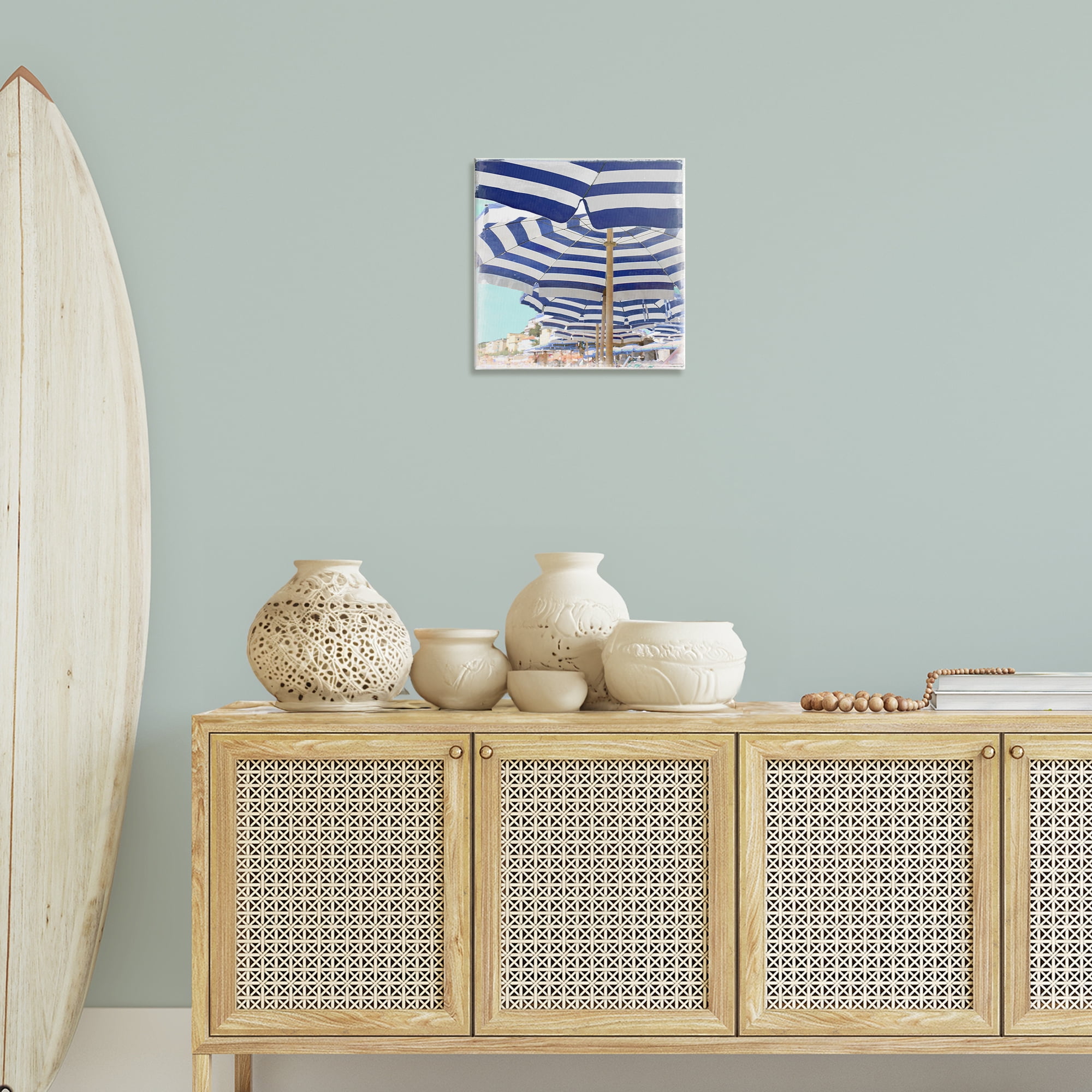 Stupell Industries Under Beach Umbrellas Nautical & Beach Painting Wrapped Canvas Art Print Wall Art, 17 x 17
