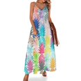 thumbnail image 1 of Vestido sin mangas con estampado de piña hawaiana, vestido de verano con estampado tropical de acuarela, vestido de fiesta de lujo para mujer para uso diario, 1 of 7
