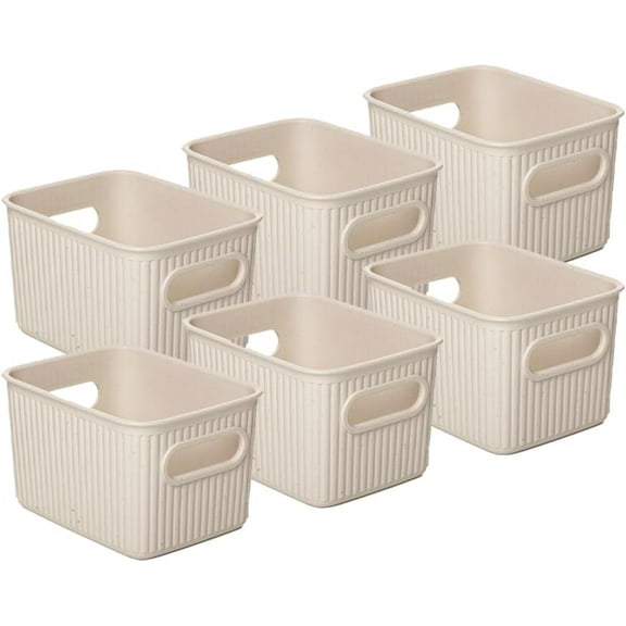 Superio Eco-Friendly Decorative Plastic Open Home Storage Bins Organizer Baskets, Small (6 Pack) Container Boxes for Organizing Closet Shelves Drawer Shelf 1.5 Liter