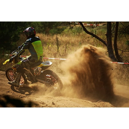 Canvas Print Motocross Sand Motorsport Motorcycle Enduro Dust Stretched Canvas 10 x