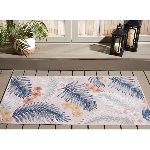 Safavieh Cabana Kade Botanical Indoor/Outdoor Area Rug, Gray/Navy, 2'7" x 5'
