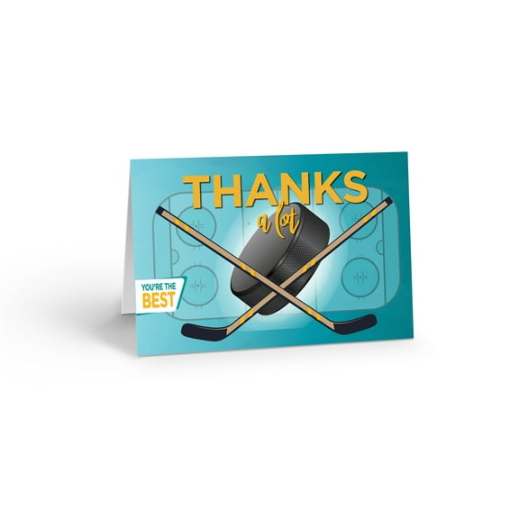 Hockey Thank You Note Card- 10 Cards & Envelopes - B14339