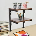 thumbnail image 2 of 2 Tier Small Desk Extension Shelving Unit,Clamp On Desk Organizer Shelf, Clamp-on Above or Under Desktop Storage Shelf, 2 of 15