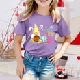 thumbnail image 2 of Toddler Girls Tops & T-Shirts Summer Happy Easter Bunny Kids Crew Neck Short Sleeve Tshirts Holiday Wear,Purple,6-7 Years, 2 of 4