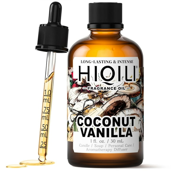 HIQILI Coconut Vanilla Fragrance Oil, 30mL Scented Oil for Diffuser DIY Soap Candle Making Slime