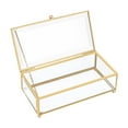 thumbnail image 5 of Milageto Glass Jewelry Box Clear Simple Cosmetic Storage Box for Rings Women Pendants Golden Round Head, 5 of 7