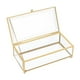 thumbnail image 5 of Caja de almacenamiento cosmética transparente ligera del marco de latón del joyero de cristal Cabeza redonda dorada, 5 of 7