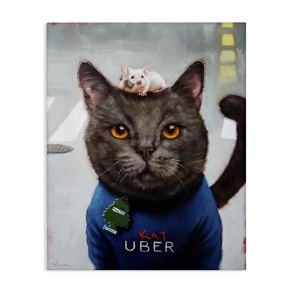 Stupell Industries Traditional Cat Taxi Modern Day Animal Humor Ride Share Canvas Art, 16 x 20, by Lucia Heffernan