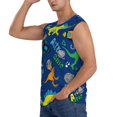 thumbnail image 3 of Pofeuu Dinosaur In Space Print Men's Muscle T-Shirt, Sleeveless, Muscle Tank, Classic Muscle Tee Top For Men Casual Sleeveless Muscle T-Shirt Trendy Clothes-Small, 3 of 7