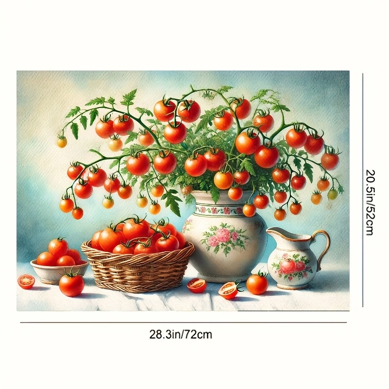 Tomato Teapot Still Life Stove Cover Mat – Heat Resistant Kitchen Mat for Glass Cooktops (28.3×20.5in)