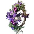thumbnail image 2 of Cross Wreath, Purple Floral Wreath, Easter Wreath, Religious Decor, 2 of 5