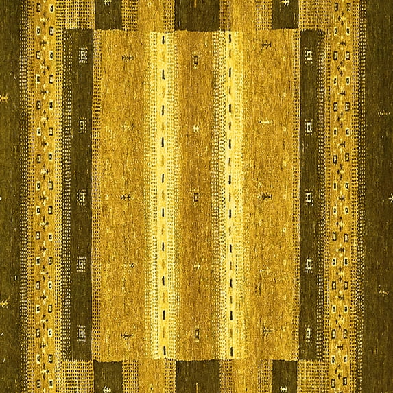 Ahgly Company Machine Washable Indoor Square Abstract Yellow Modern Area Rugs, 3' Square