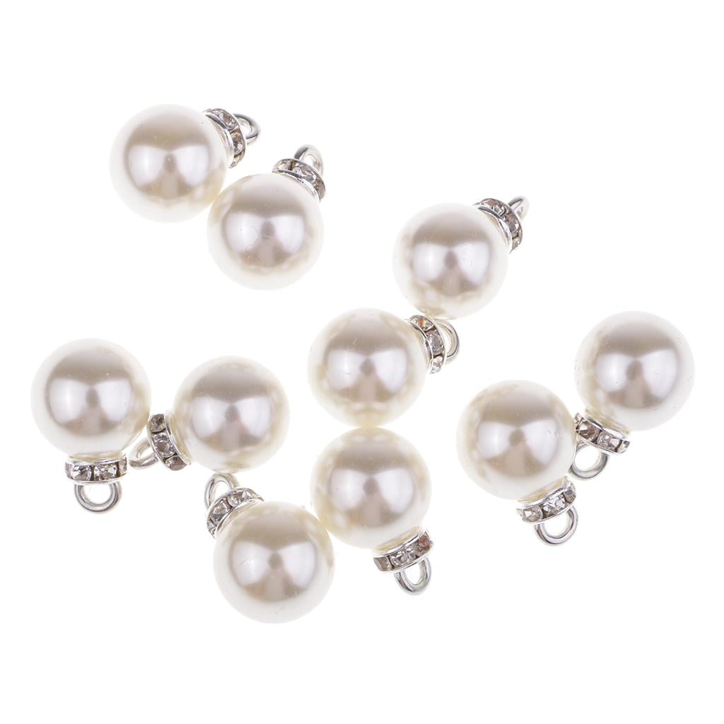 10x Pearl Charms Pendants Findings for DIY Necklace Hanging Decoration 12mm 