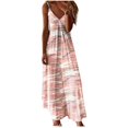 thumbnail image 1 of Femmes Été Maxi Robe Sans Manches V Cou Spaghetti Robe de Sangle Imprimé en Vrac Casual Longue Robe, 1 of 4