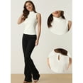 thumbnail image 2 of Camiseta sin mangas con cuello simulado para mujer, cuello alto, sin mangas, acanalado, top de punto blanco L, 2 of 6