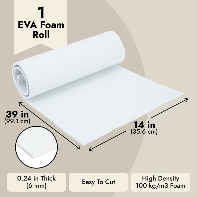 6mm EVA Foam Roll, White Foam Sheet for Cosplay Armor, Costumes, High  Density 100 kg/m3 (14x39 in)