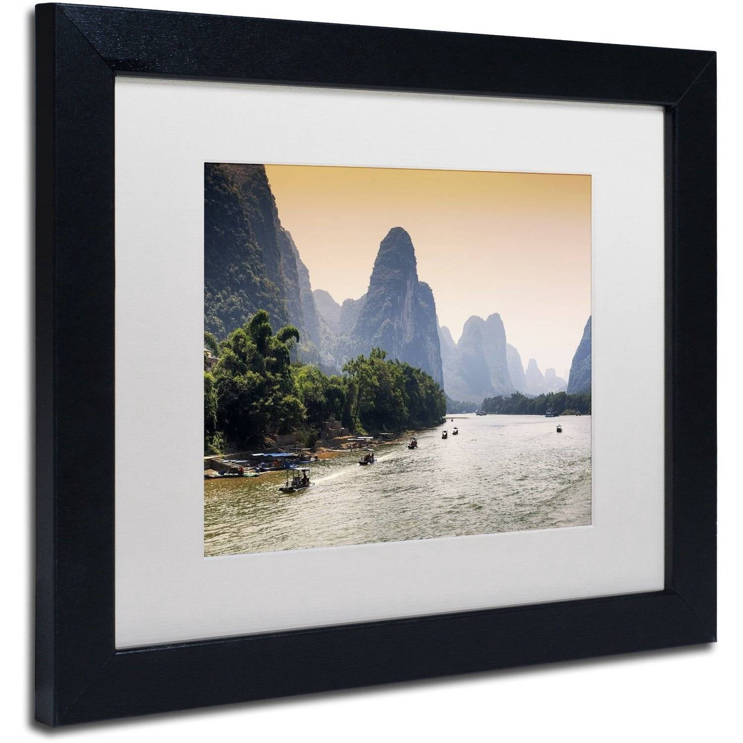 Trademark Fine Art "Li River" Canvas Art by Philippe Hugonnard, White Matte, Black Frame