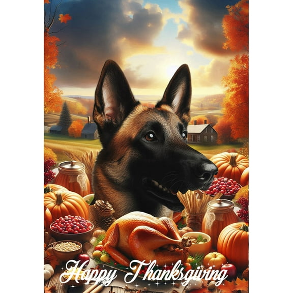 Belgian Malinois - Best of Breed Thanksgiving Outdoor Garden Flag 12" x 17" Mailbox Flag Dog Flags