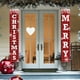 thumbnail image 1 of Cortina de puerta de pareado navideño - Cubierta de puerta de poliéster en pack de 2 con agujeros colgantes, decoración navideña roja y verde de 30x180 cm para festividades y fiestas de primavera, 1 of 6