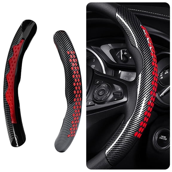 XUKEY Car Steering Wheel Cover Carbon Fiber Black Red Non-Slip Universal