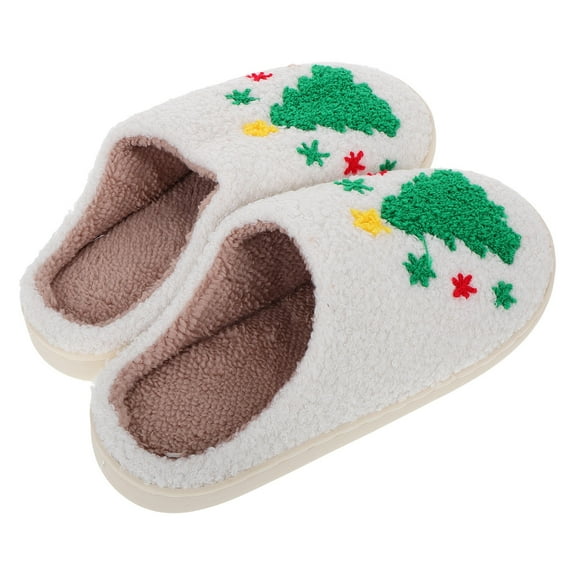 HONMEET 1 Pair Christmas Slipper for Unisex Couple Style PVC for Winter Holiday Foot Comfort