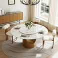 thumbnail image 6 of Modern Round Dining Table for 6, Circle Dining Room Table Built in Lazy Susan, 60" Sintered Stone White Dining Table Top with Carbon Steel Pedestal for Dining Room (Table Only), 6 of 6
