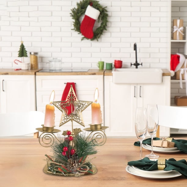 Oioii Candle Holders Christmas Decor - Table Centerpiece Festive Home Ornaments