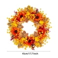 thumbnail image 3 of Artificial Fall Sunflower Wreath with Maple Leaves Plastic Autumn Wreath for Front Door Wall Home Thanksgiving Decor 17.71*17.71 in Harvest Floral Arrangement for Farmhouse Mantel Window Orange, 3 of 6